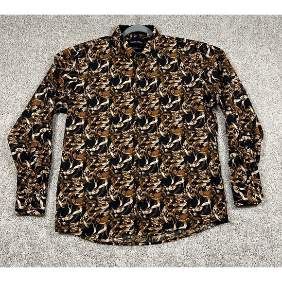 Silver stone Other - Silver Stone Modern Fit Men’s XXL Black Gold Baroque Button Up Dress Shirt